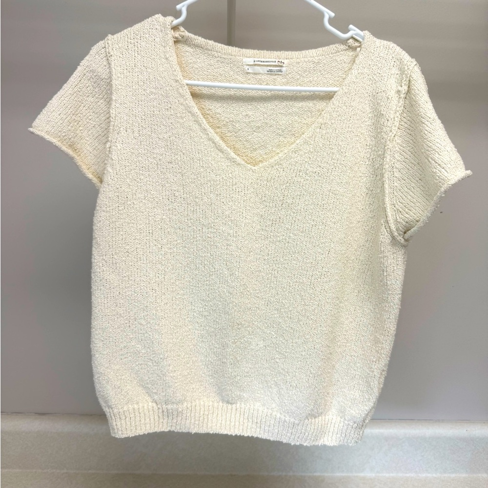 Anthropologie Textured Cream Knit Top